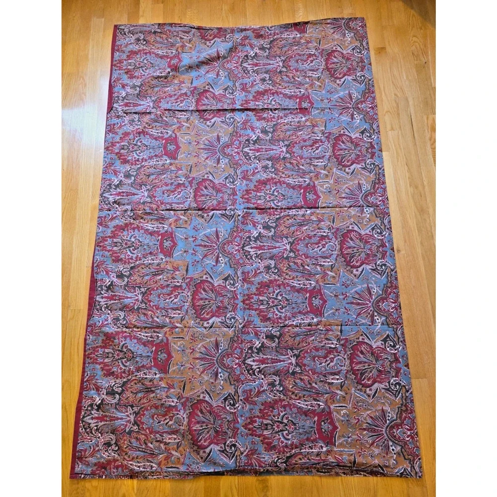 VTG Ralph Lauren Serengetti Red Floral Paisley Flat Sheet Full Cottagecore